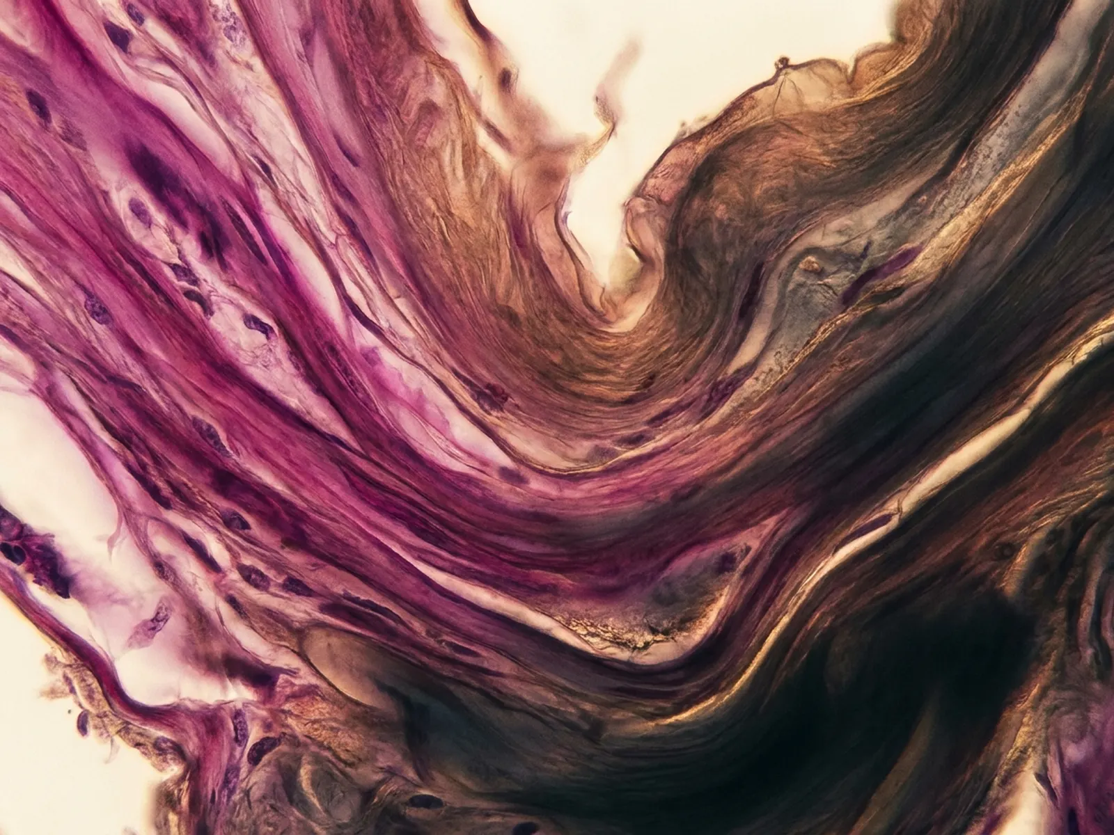 Stained tissue section as abstract art